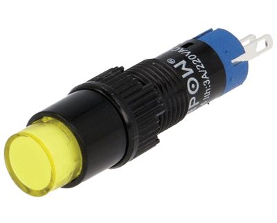 Tryckströmbrytare med LED-indikator 1xON-ON LED/24Vac/dc gul