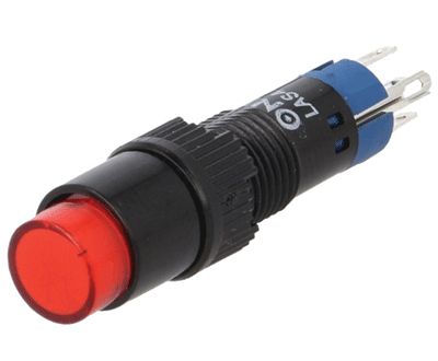 Knapp med LED-indikator 1xON-(ON) LED/230Vac/dc röd