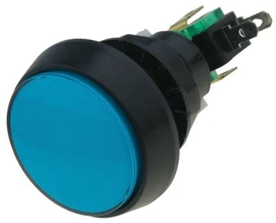 Tryckknapp 12Vdc med LED-indikator 10A 250Vac blå (VAQ-9-10-12-B)