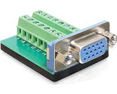 HD-D-kontakt med skruvanslutning 15-polig hona