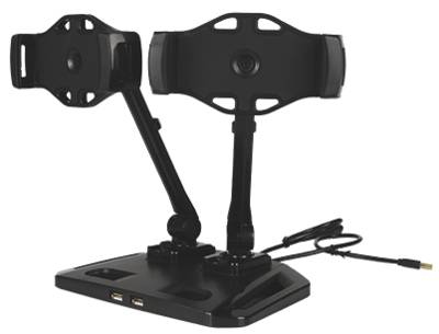 Bordställ för två mobila enheter 2x1kg 4-12,2" svart