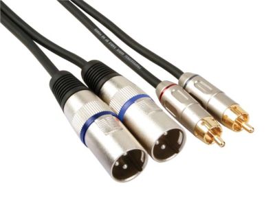Ljudanslutningskabel 2 x RCA-hane / 2 x XLR-hane svart 1m