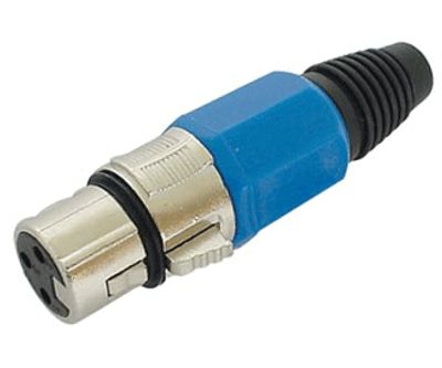 XLR-kontakt 3-polig hona klar/blå *