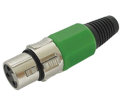 XLR-kontakt 3-polig hona klar/grön *