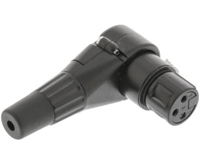 XLR-kontakt vinklad modell 3-polig hona svart