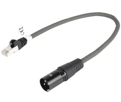 DMX-anslutningskabel XLR-hane 3-polig / RJ45 grå 0,3m