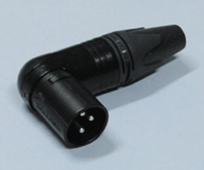 XLR-kontakt vinklad 3-polig hane svart