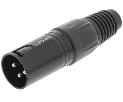 XLR-kontakt 3-polig hane svart