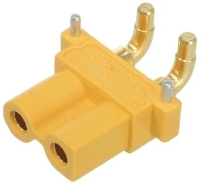 Strömkontakt för kretskort vinkel 2-polig hona 500Vdc 15A gul