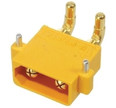 Strömkontakt för kretskort vinkel 2-polig hane 500Vdc 15A gul