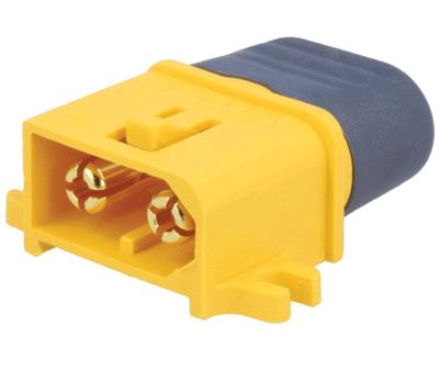 Strömkontakt 2-polig hane 500Vdc 45A gul/grå