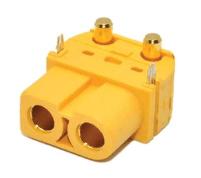 Strömkontakt för kretskort vinkel 2-polig hona 500Vdc 45A gul