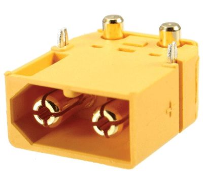 Strömkontakt för kretskort vinkel 2-polig hane 500Vdc 45A gul