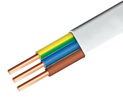 Installationskabel flat 3x1,5mm² vit