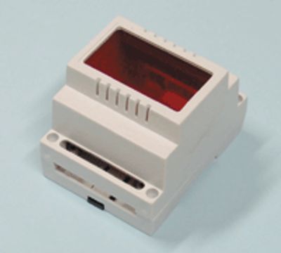 Modulhus för DIN-skena med fönster 69,6x89x65mm grå